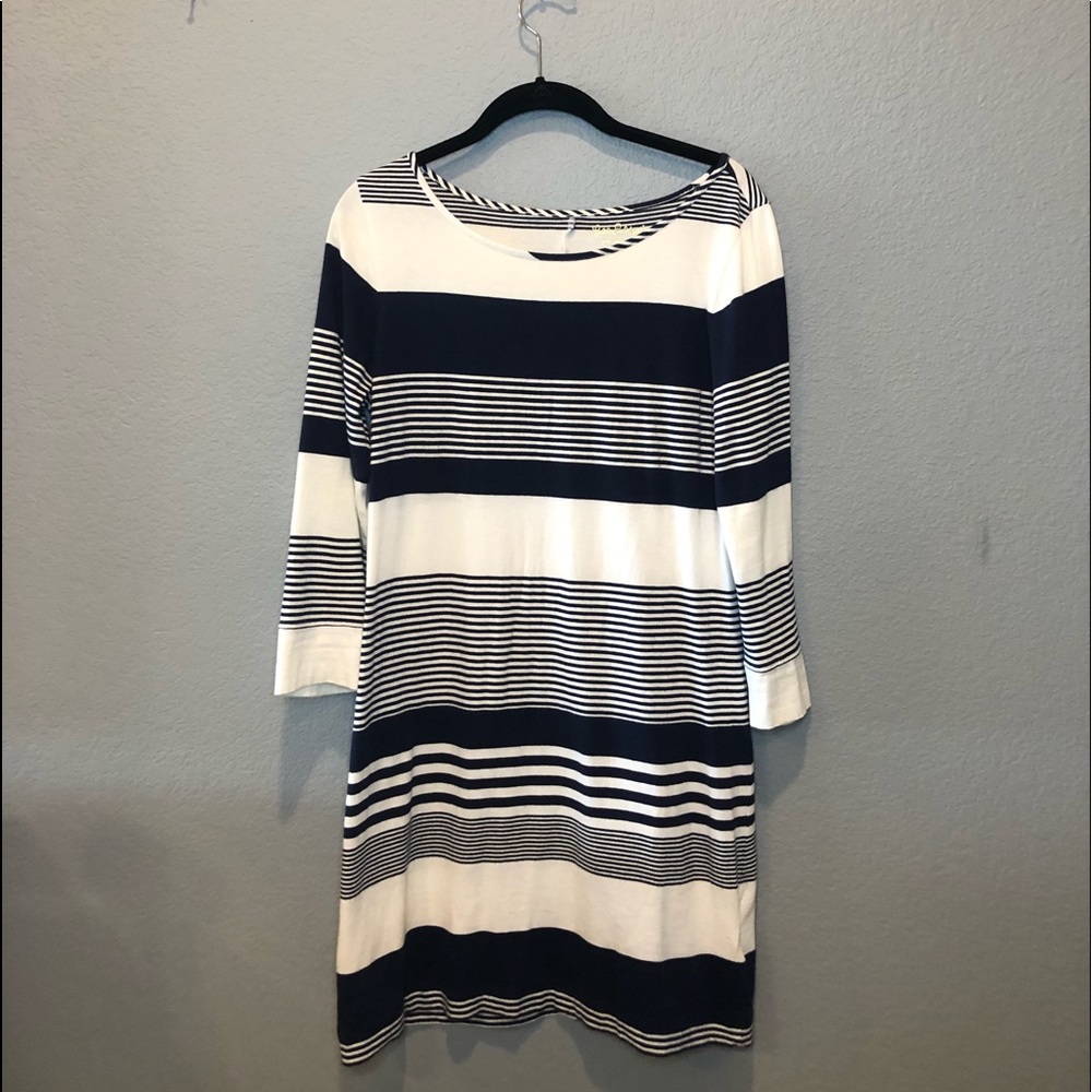 Lilly Pullizter Navy Patterned Striped Dress - image 1